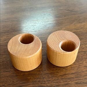 Vintage hand-turned wood candle holders